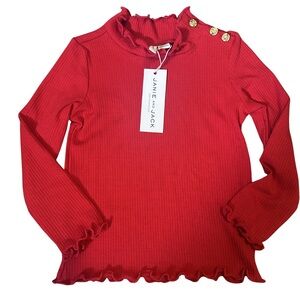 Janie and Jack Red Ruffle Long Sleeve Top 18-24 Months NWT